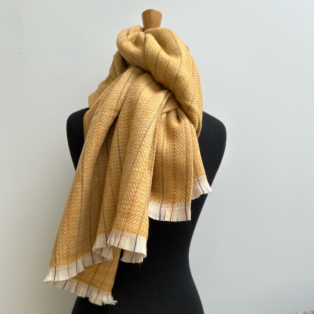 Extra Long Blanket Scarf Herringbone Mustard